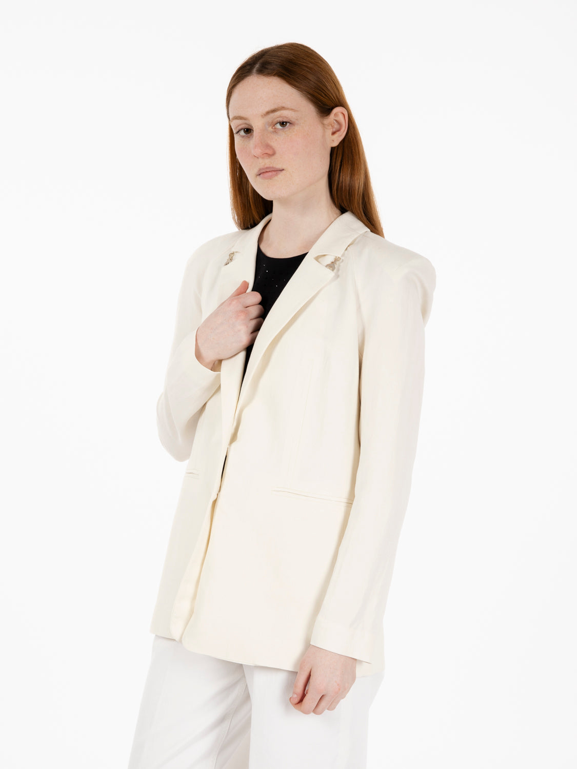 Blazer in lino ceramic ivory