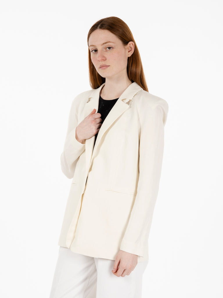 PATRIZIA PEPE - Blazer in lino ceramic ivory