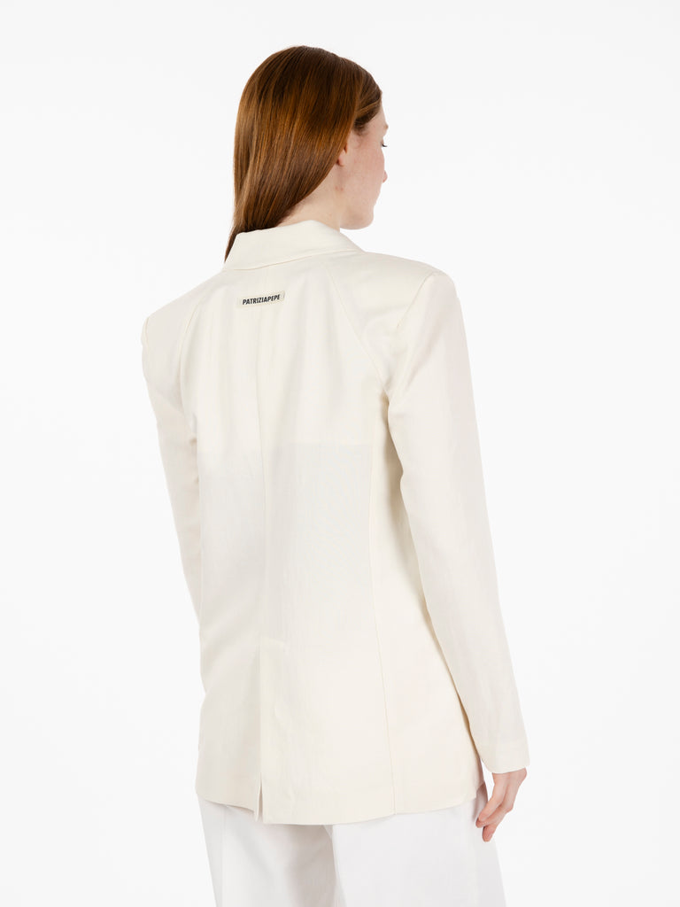 PATRIZIA PEPE - Blazer in lino ceramic ivory