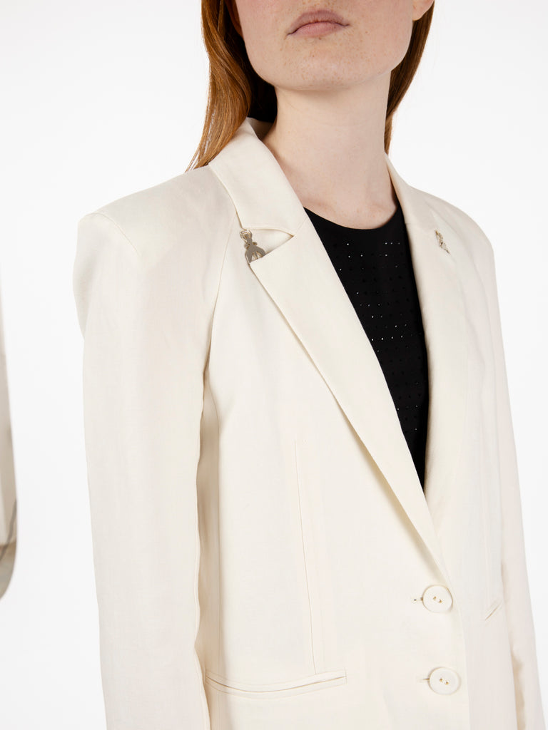PATRIZIA PEPE - Blazer in lino ceramic ivory