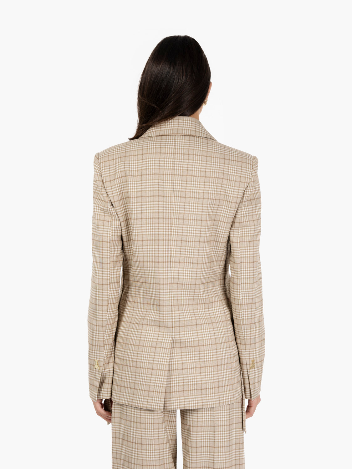 Blazer monopetto a quadri stone beige