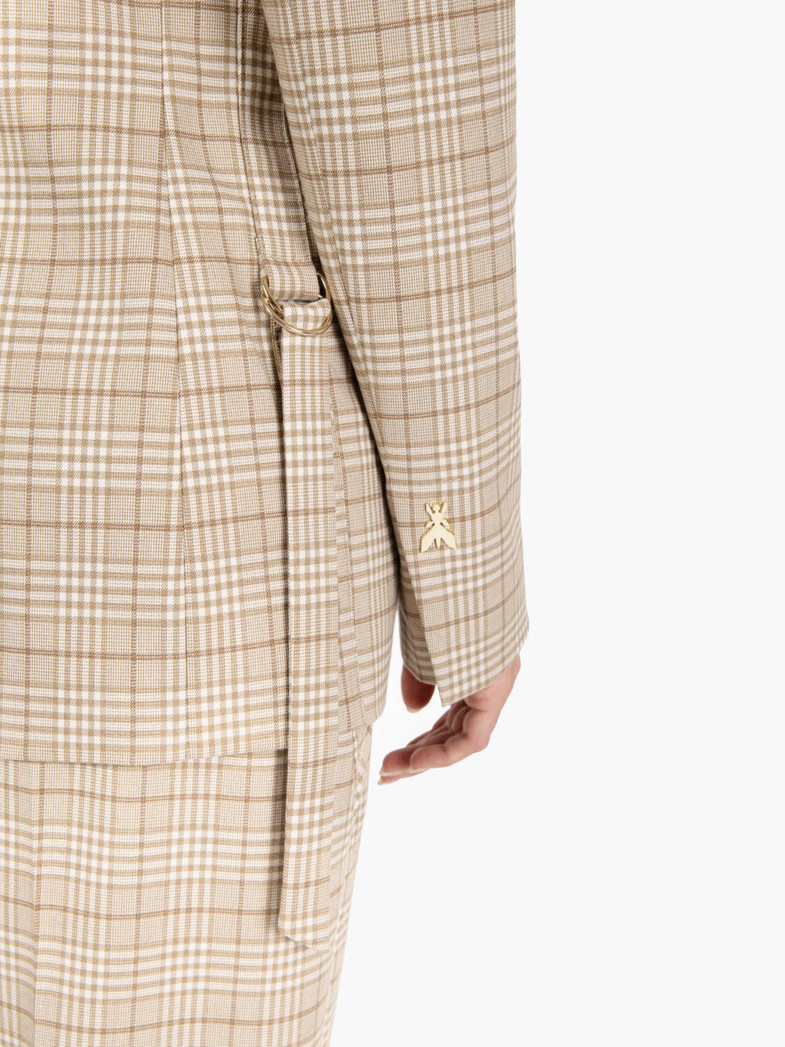 Blazer monopetto a quadri stone beige