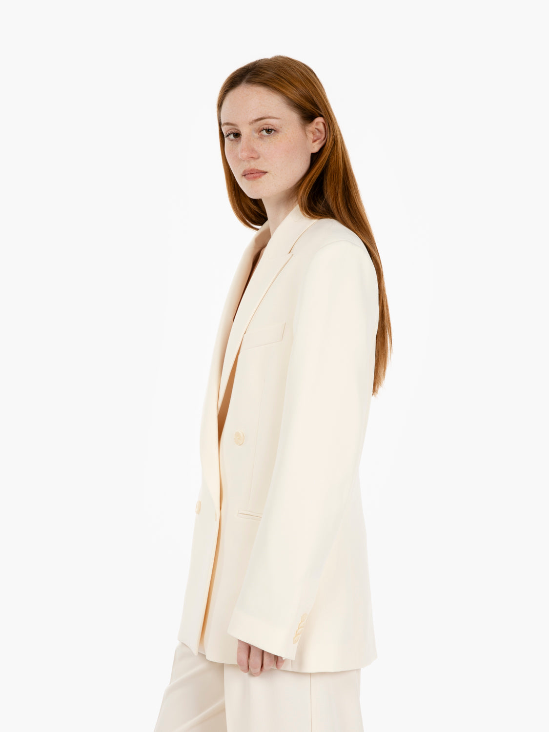 Blazer taglio maschile doppiopetto white