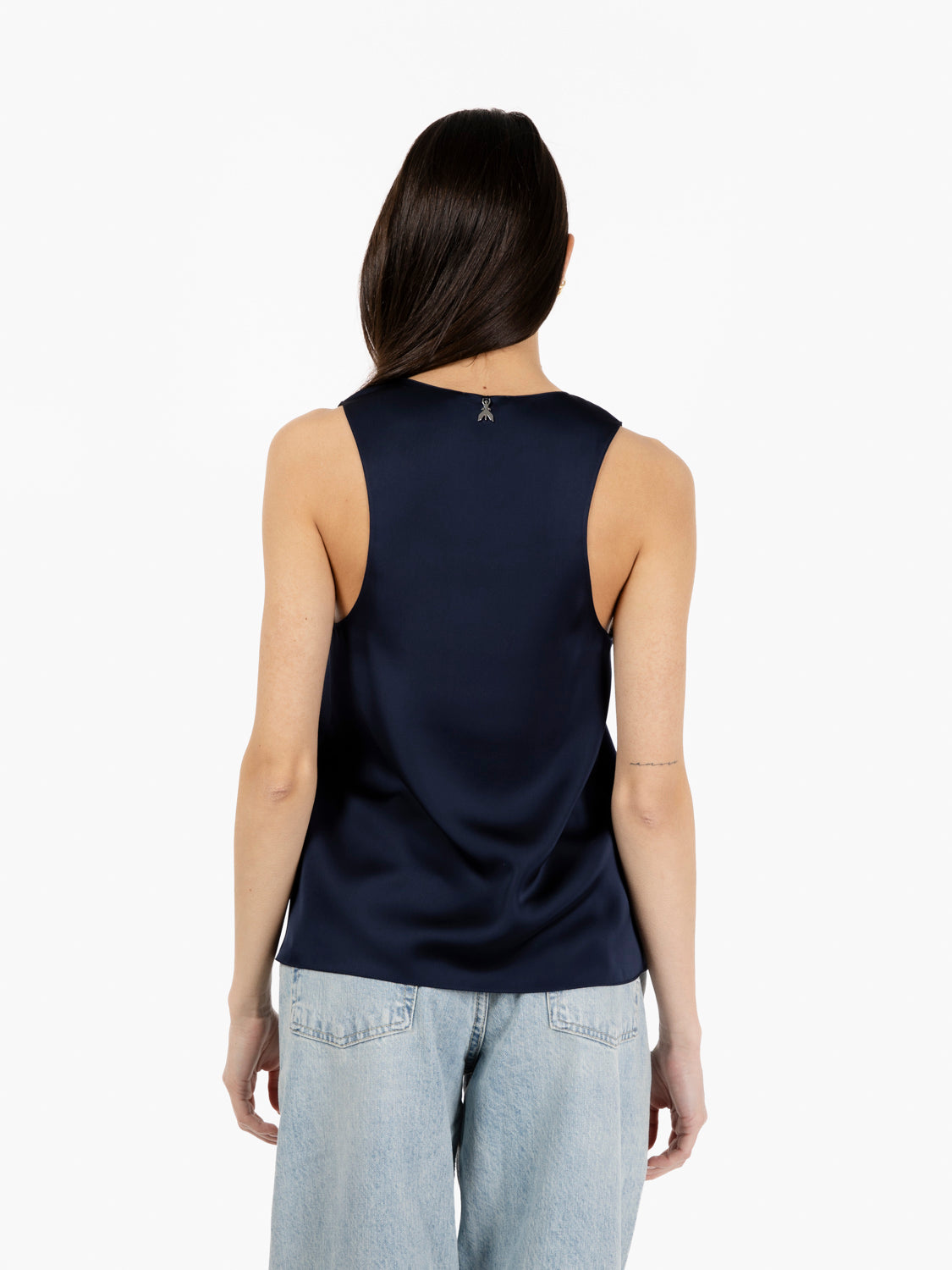 Blusa in raso lucido navy