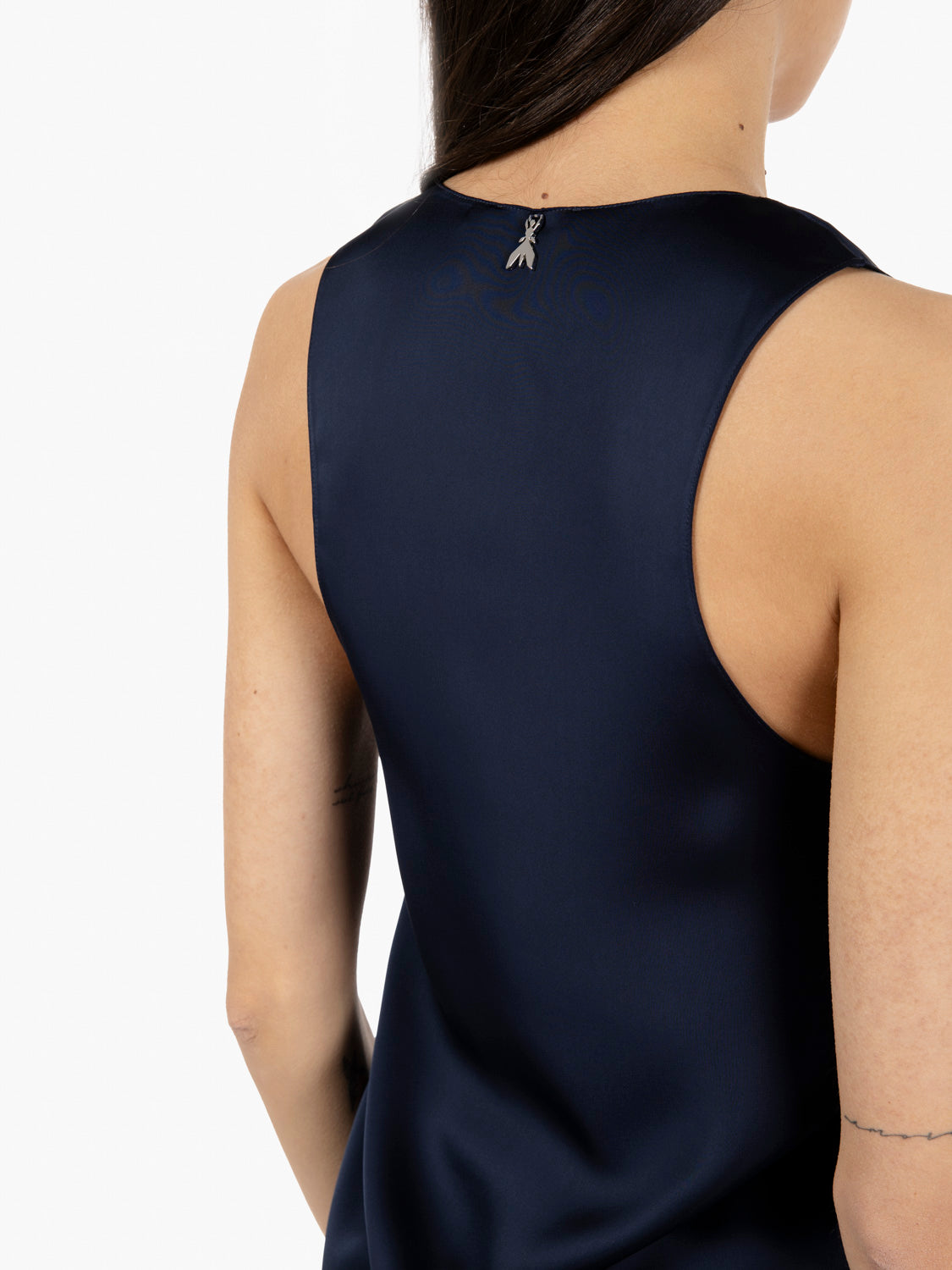 Blusa in raso lucido navy