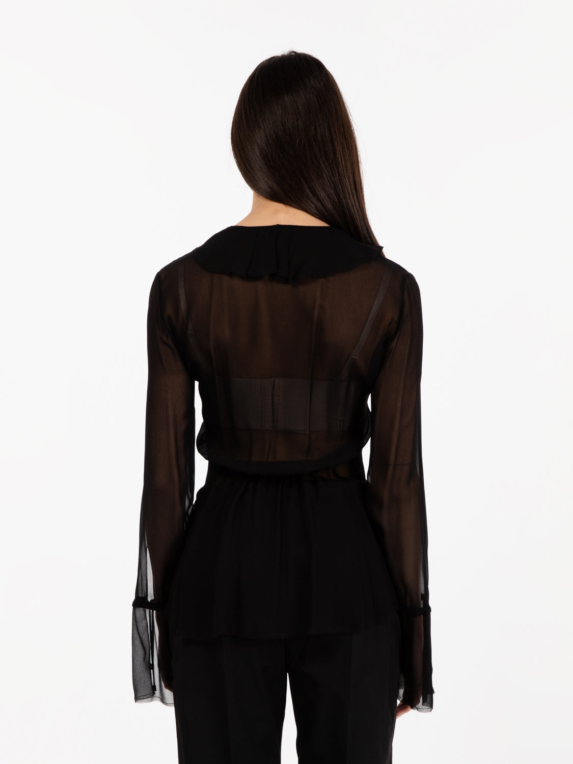 Blusa volant chiffon black
