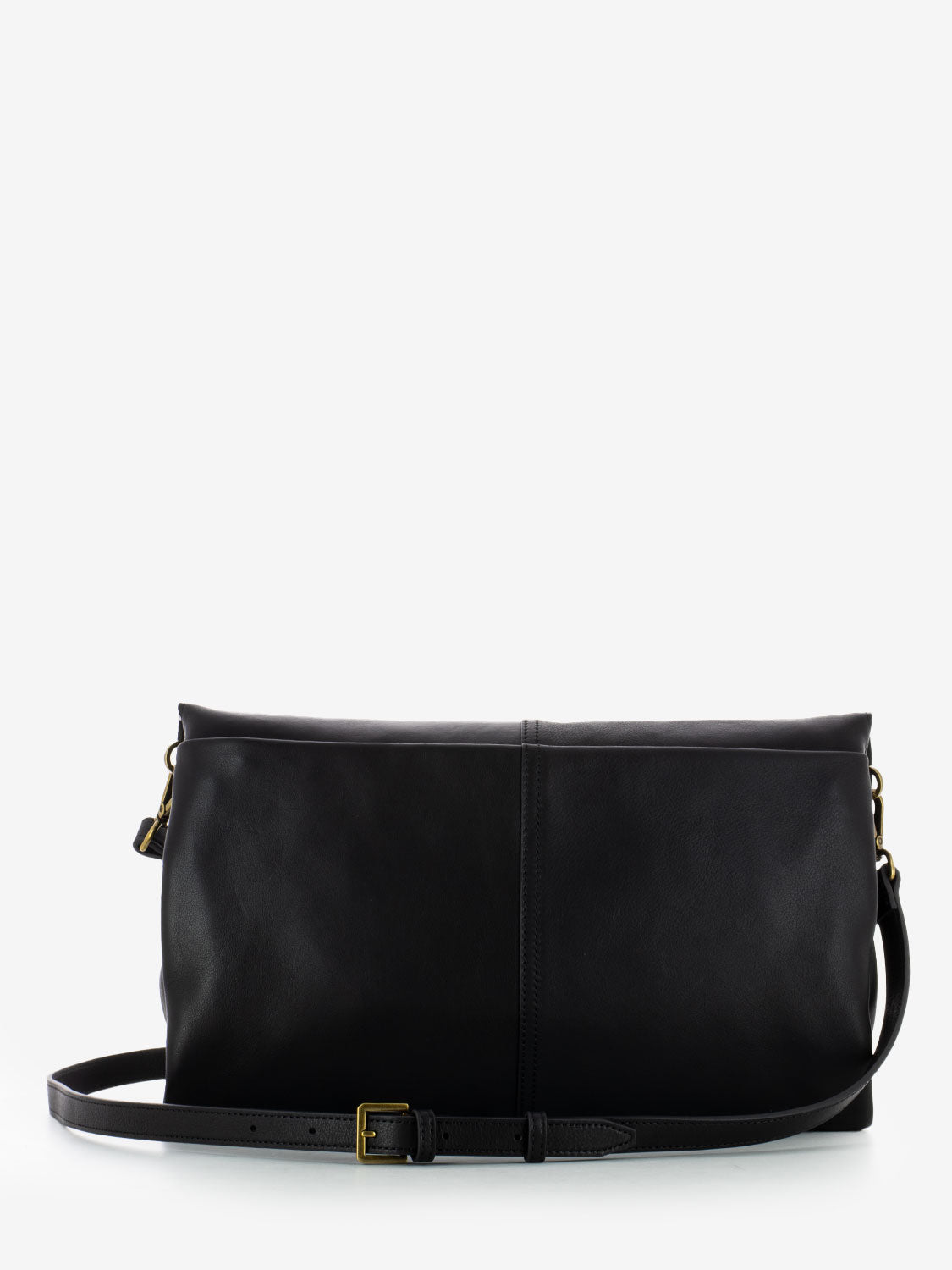 Borsa in pelle con doppia patta e catena black
