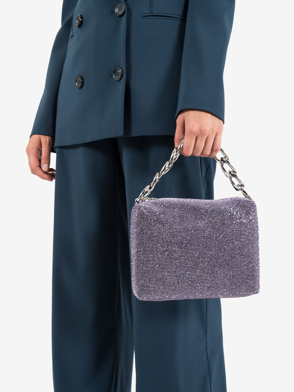 Borsa maxichain strass mineral violet crystal