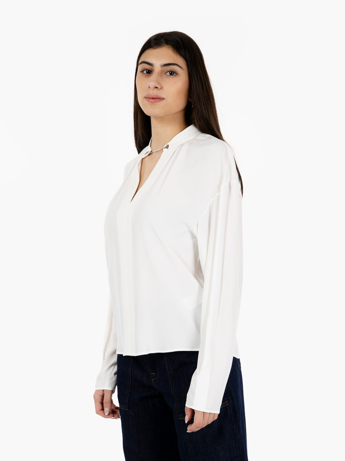 Camicia manica lunga con gemelli bianca