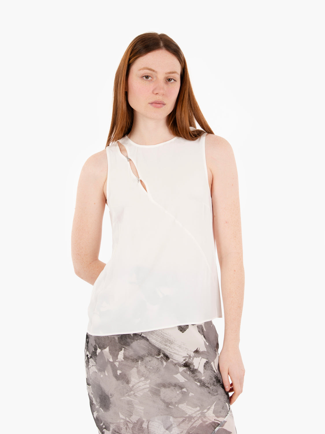 White Viscose Sleeveless Blouse