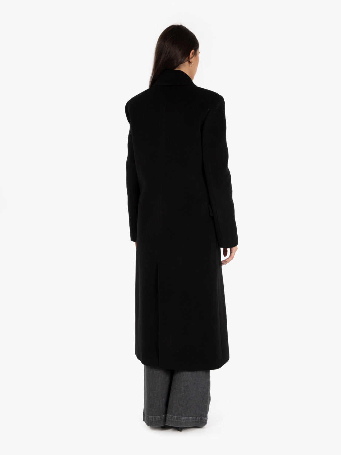 Cappotto foderato doppiopetto lungo nero