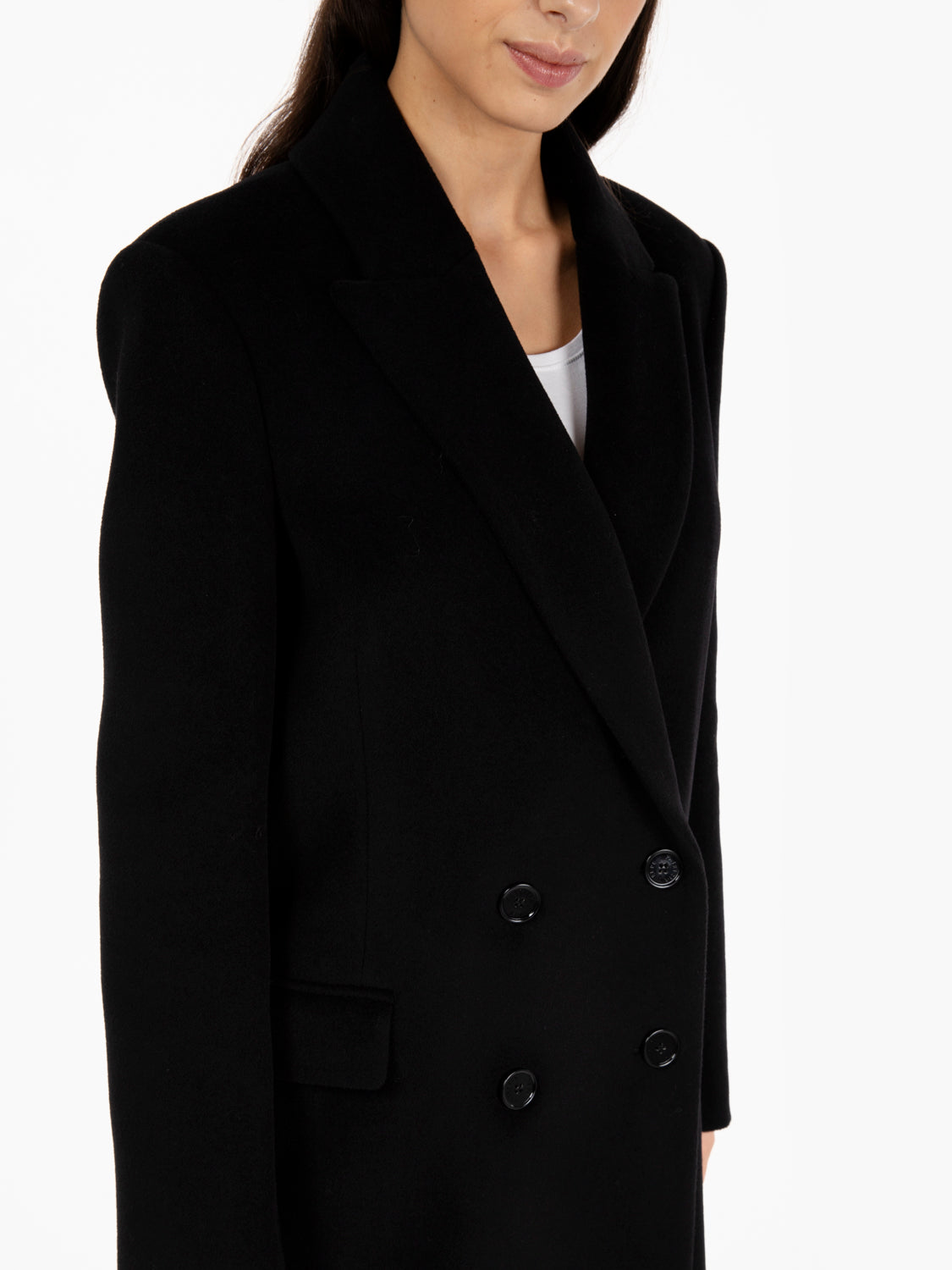 Cappotto foderato doppiopetto lungo nero