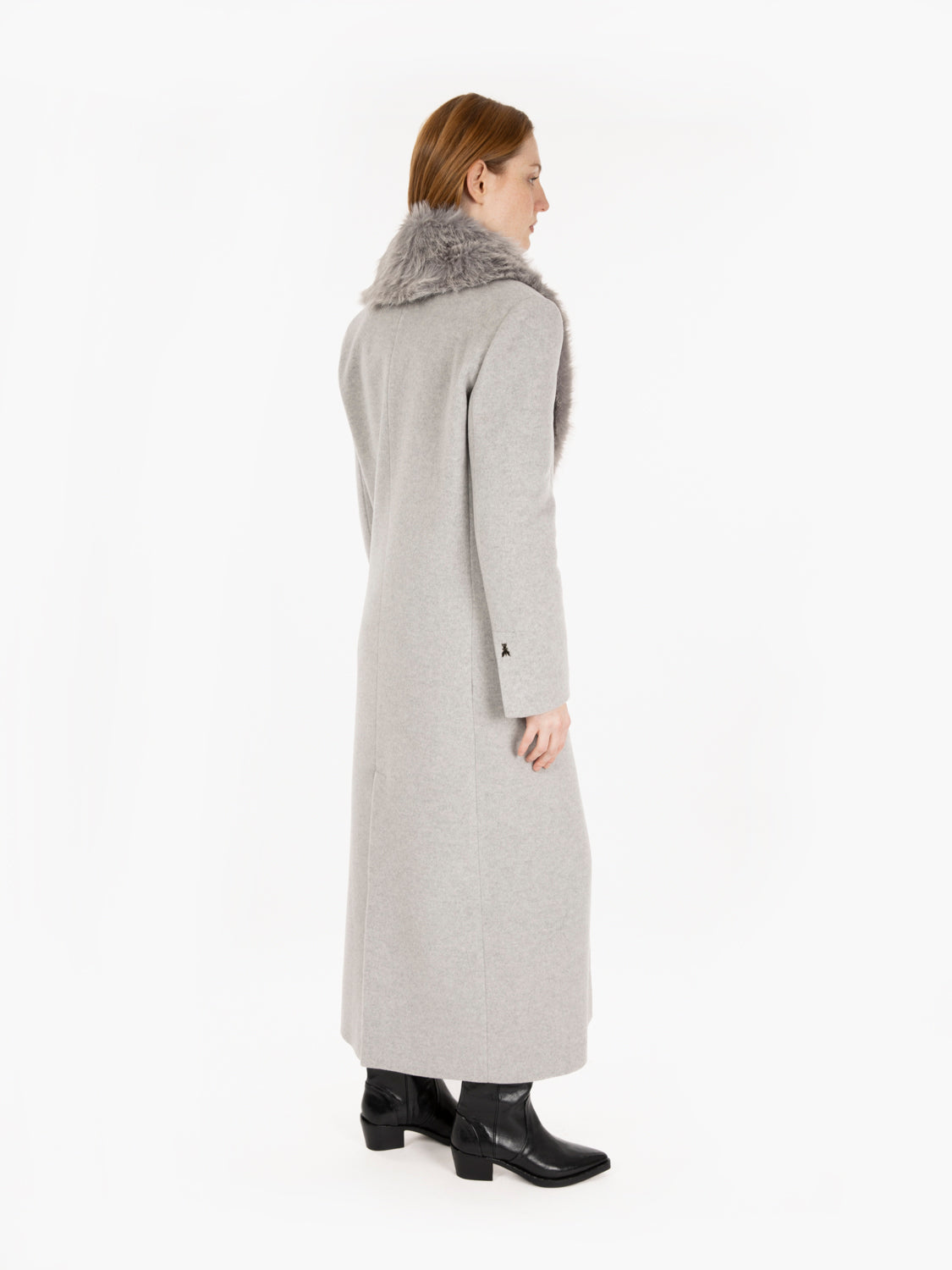Long coat with melange fur collar