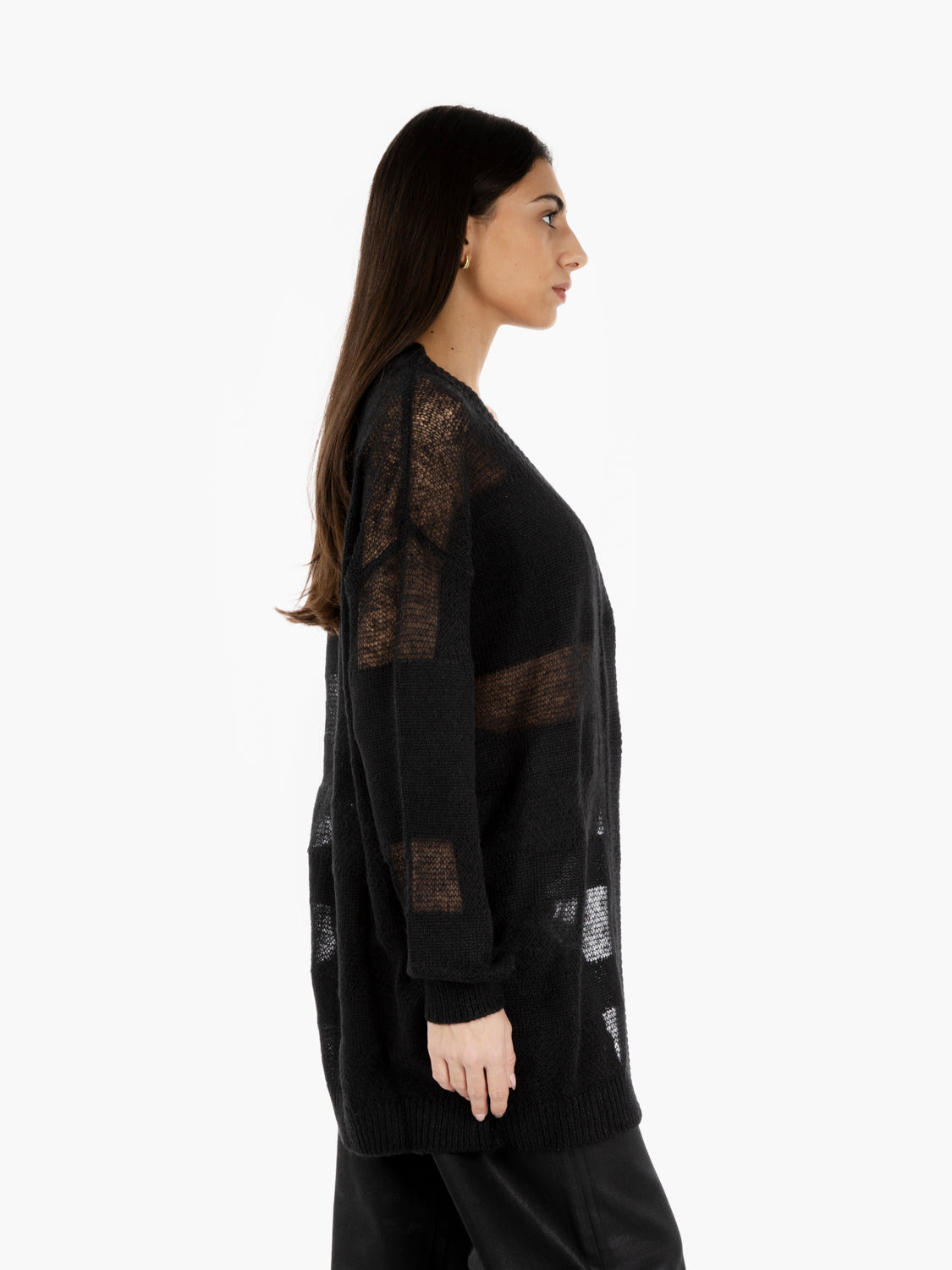 Black cardigan with sheer details