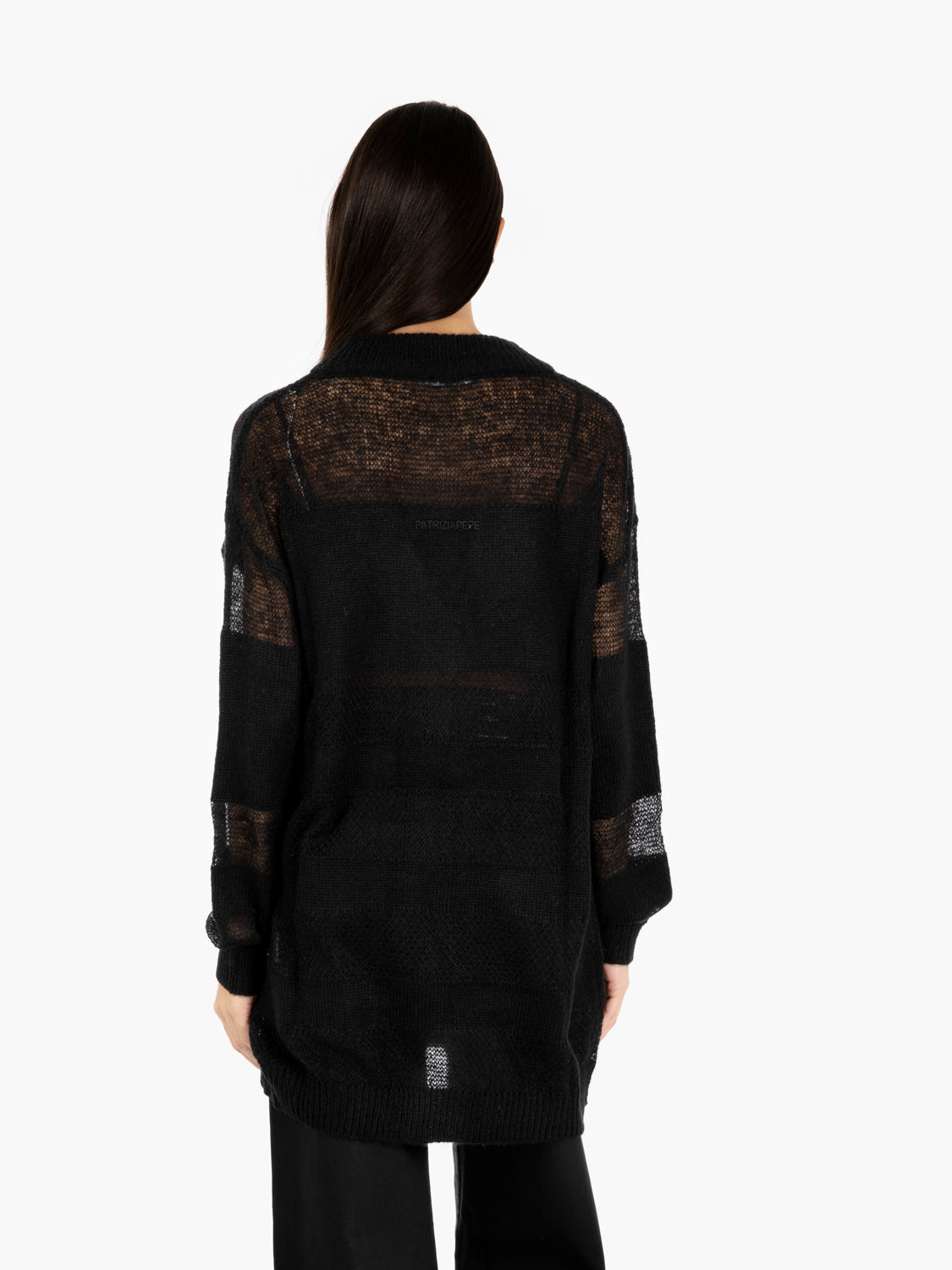 Black cardigan with sheer details
