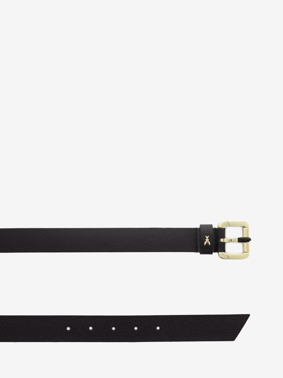 Black / light gold leather belt