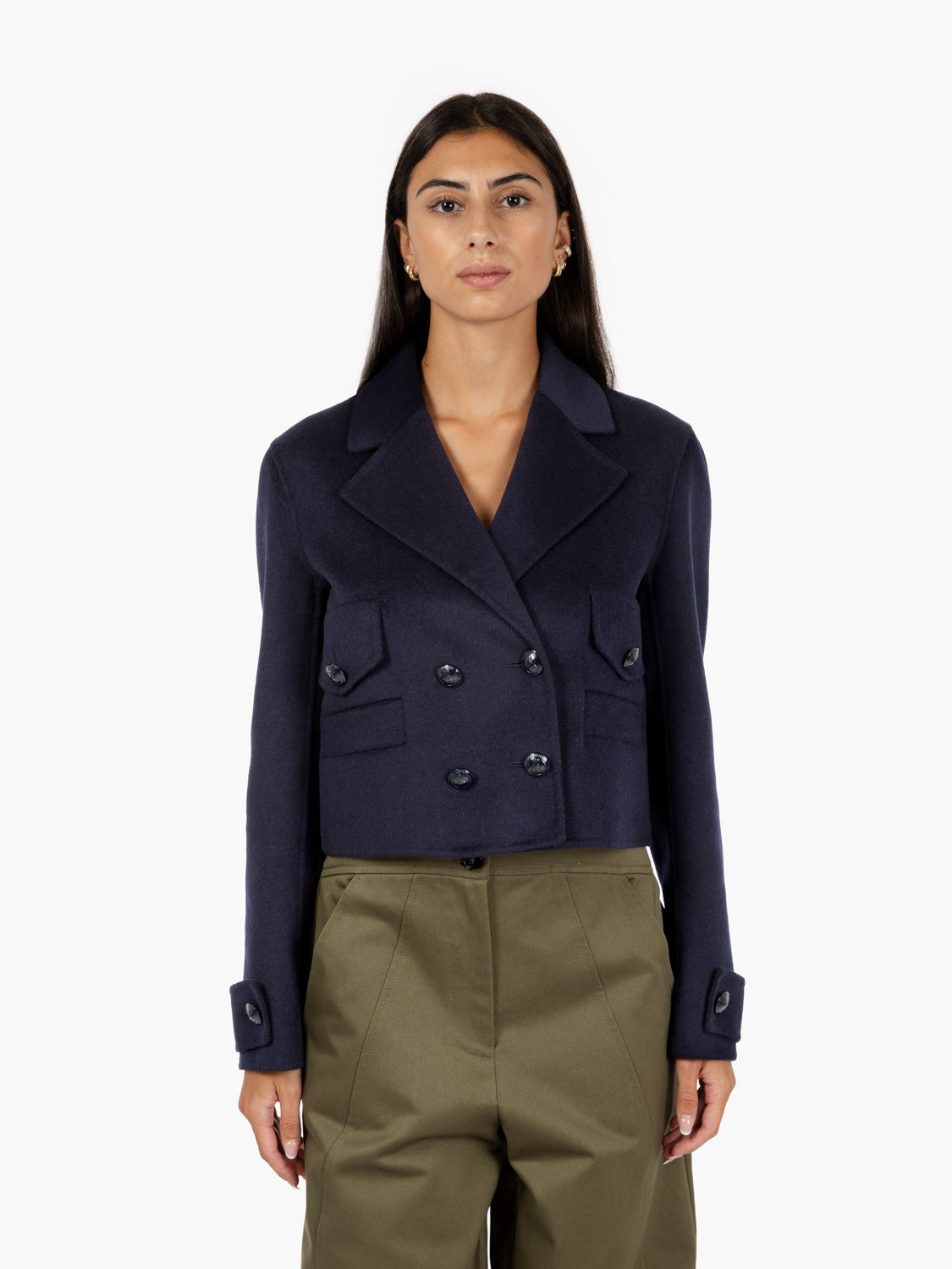 Giubbotto corto in misto lana dark navy