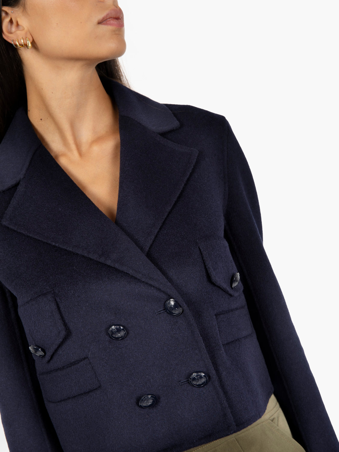 Giubbotto corto in misto lana dark navy
