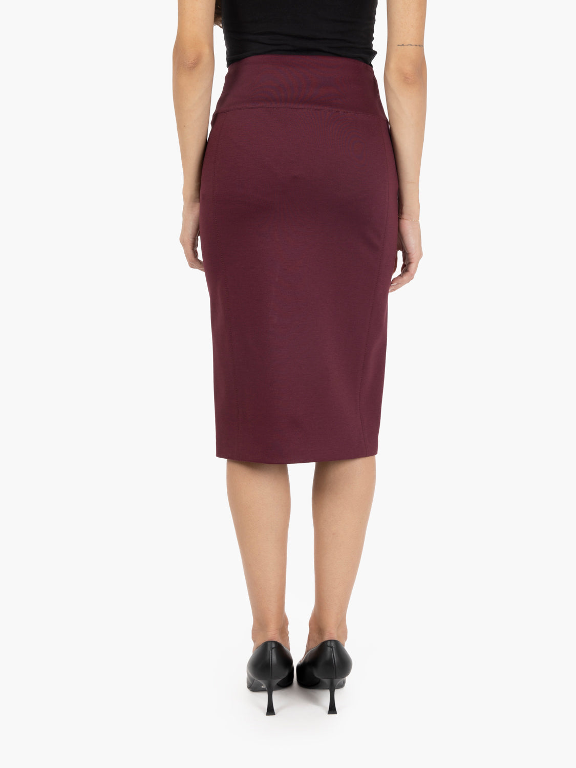 Purple pencil midi skirt