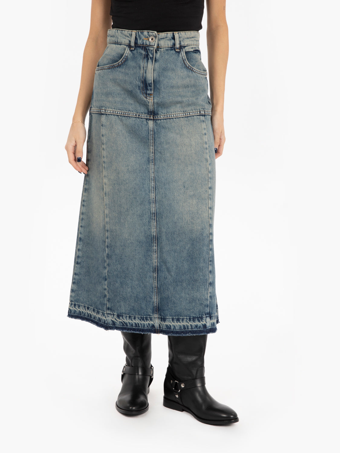 Gonna vintage wash lunga denim