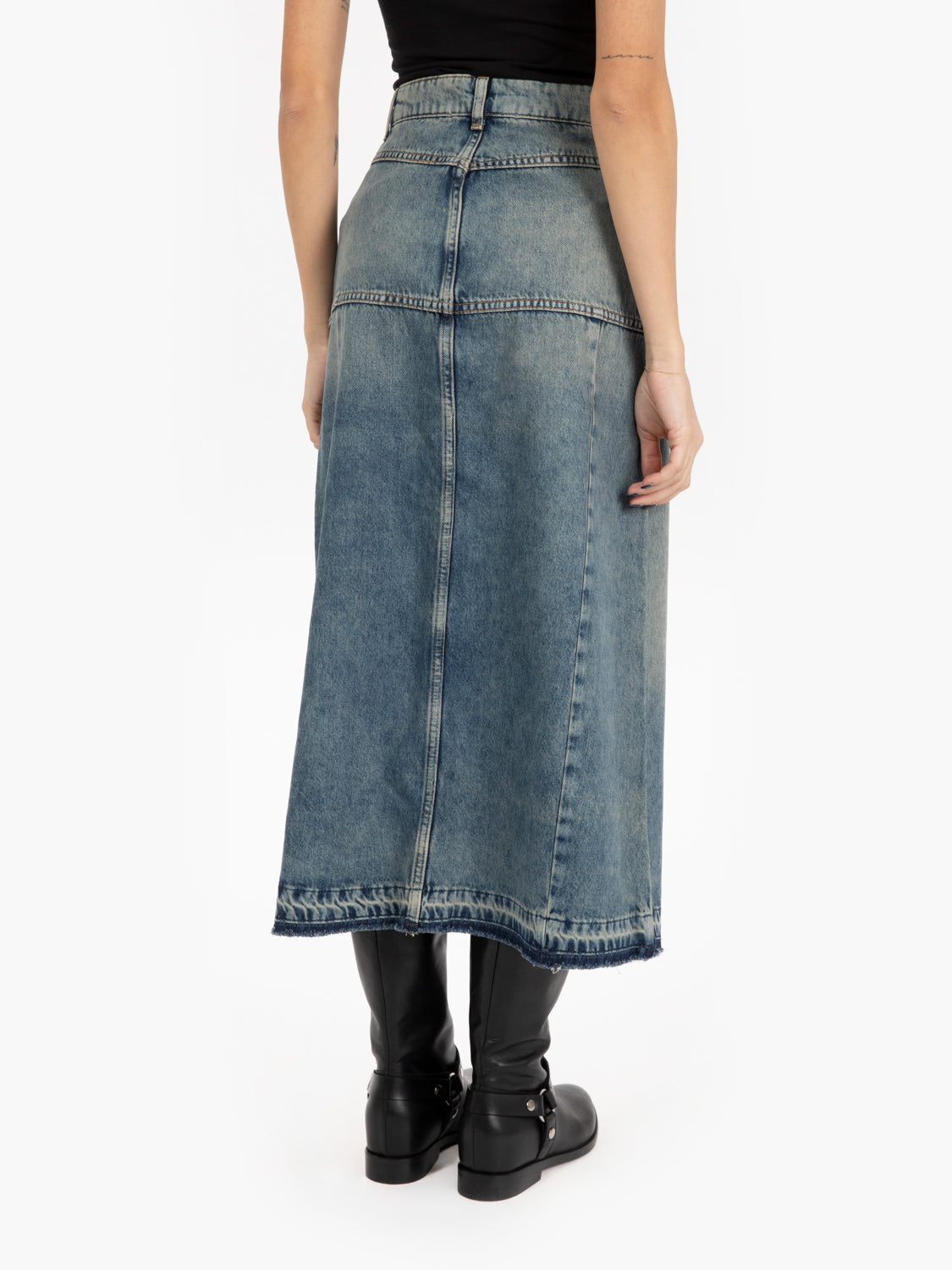 Gonna vintage wash lunga denim