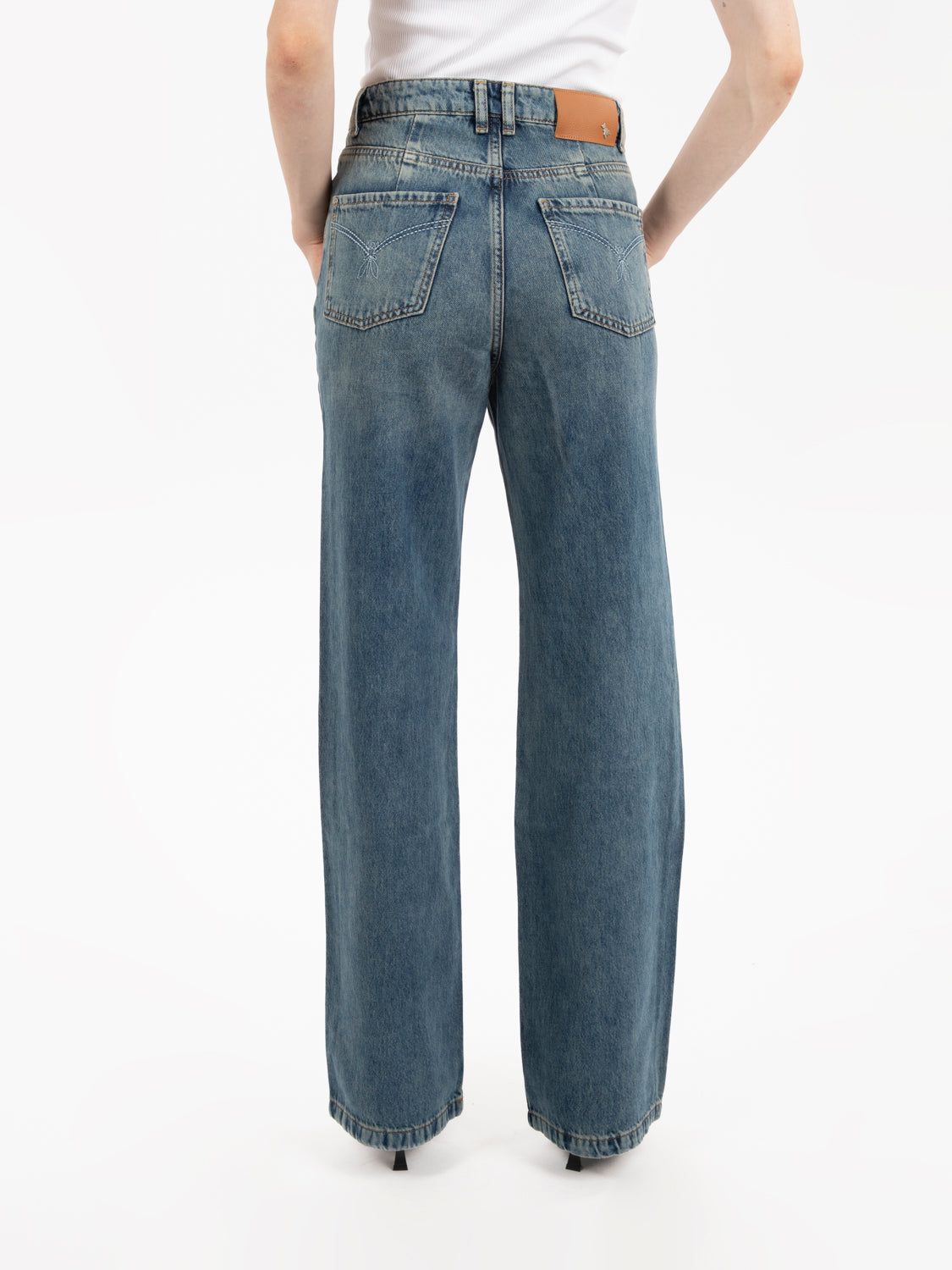 Jeans a vita alta straight fit vintage wash