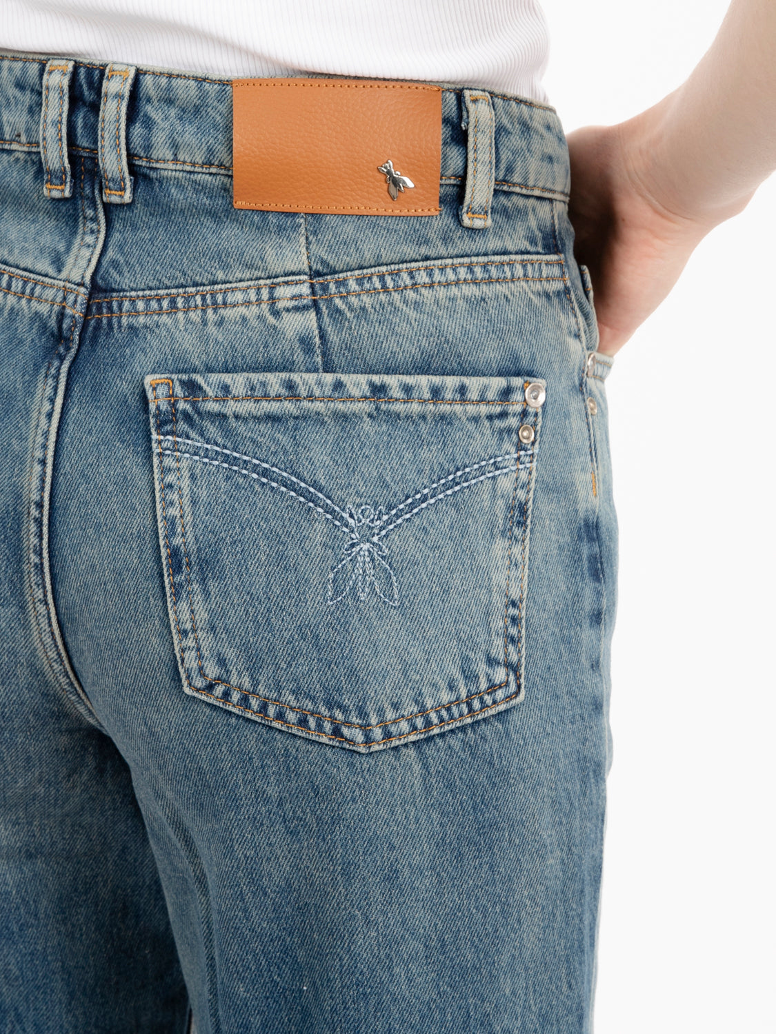 Jeans a vita alta straight fit vintage wash