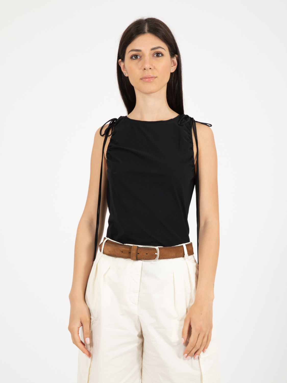 Maglia con coulisse nera