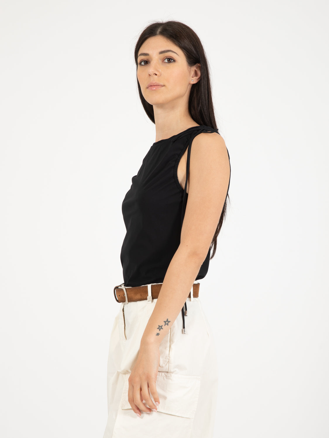 Maglia con coulisse nera