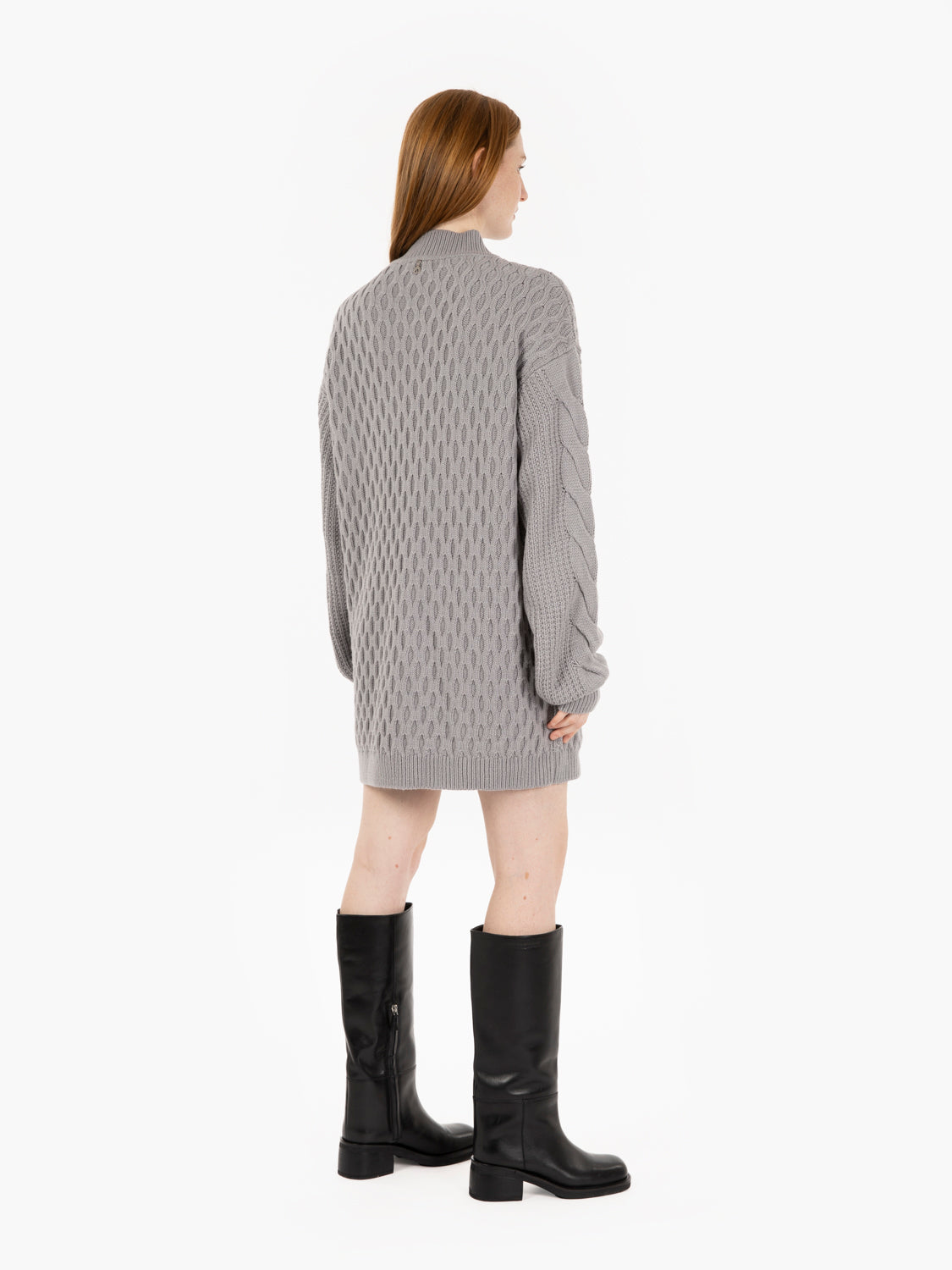 Maglione lungo a trecce mistery green