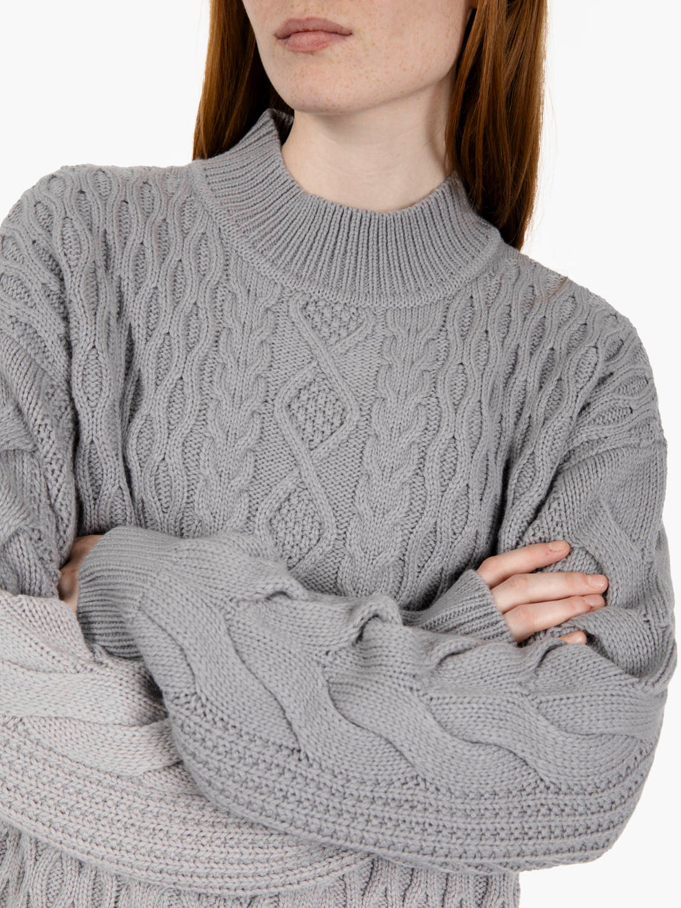 Maglione lungo a trecce mistery green