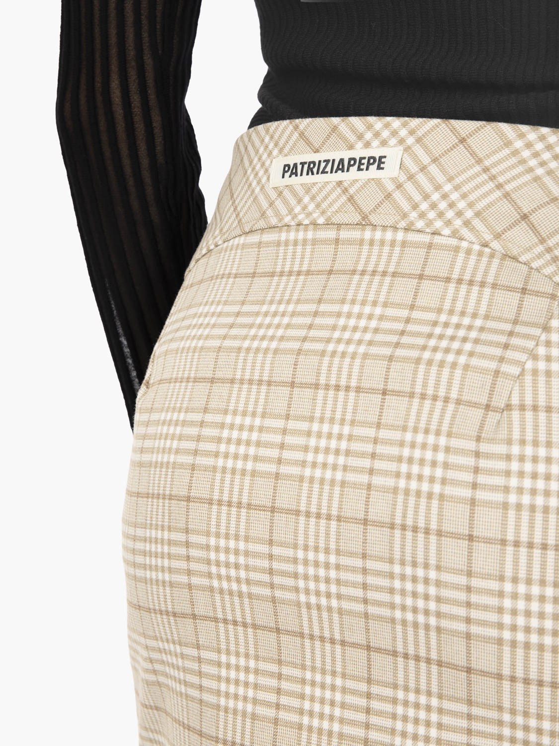 Minigonna check stone beige