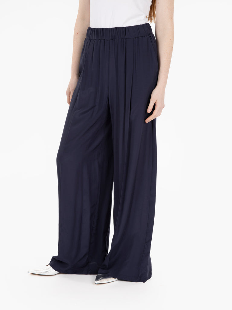 PATRIZIA PEPE - Pantalone palazzo in viscosa navy