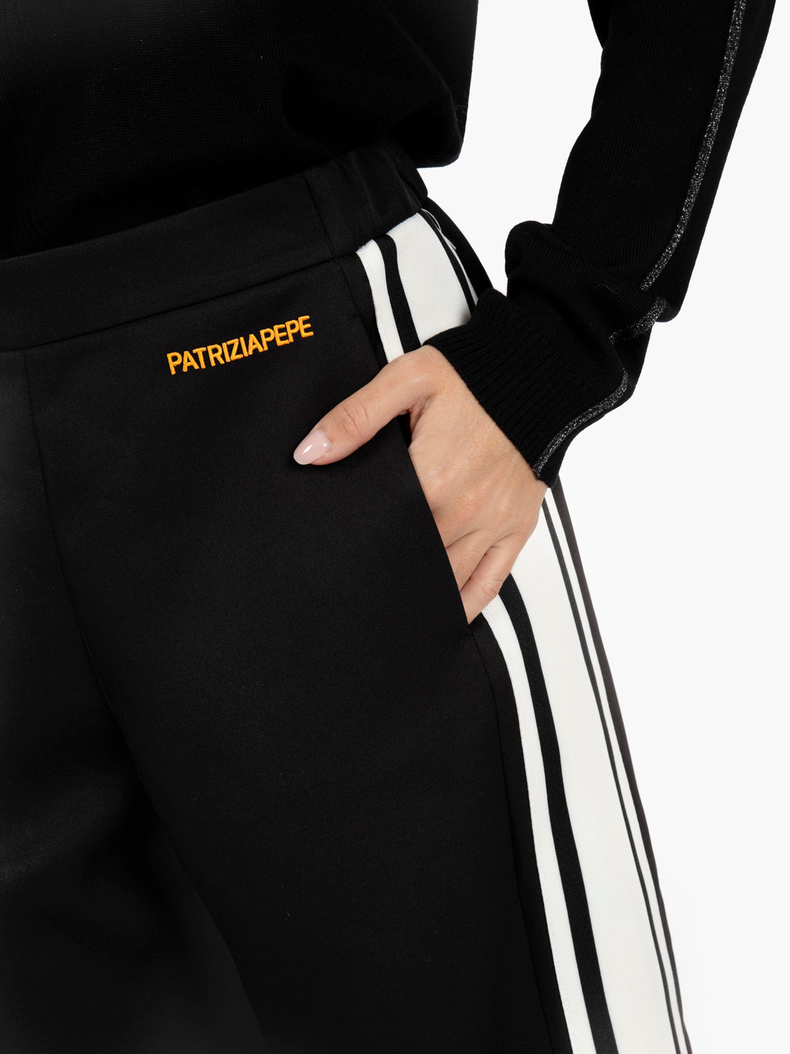 Pantaloni a palazzo con bande black / white