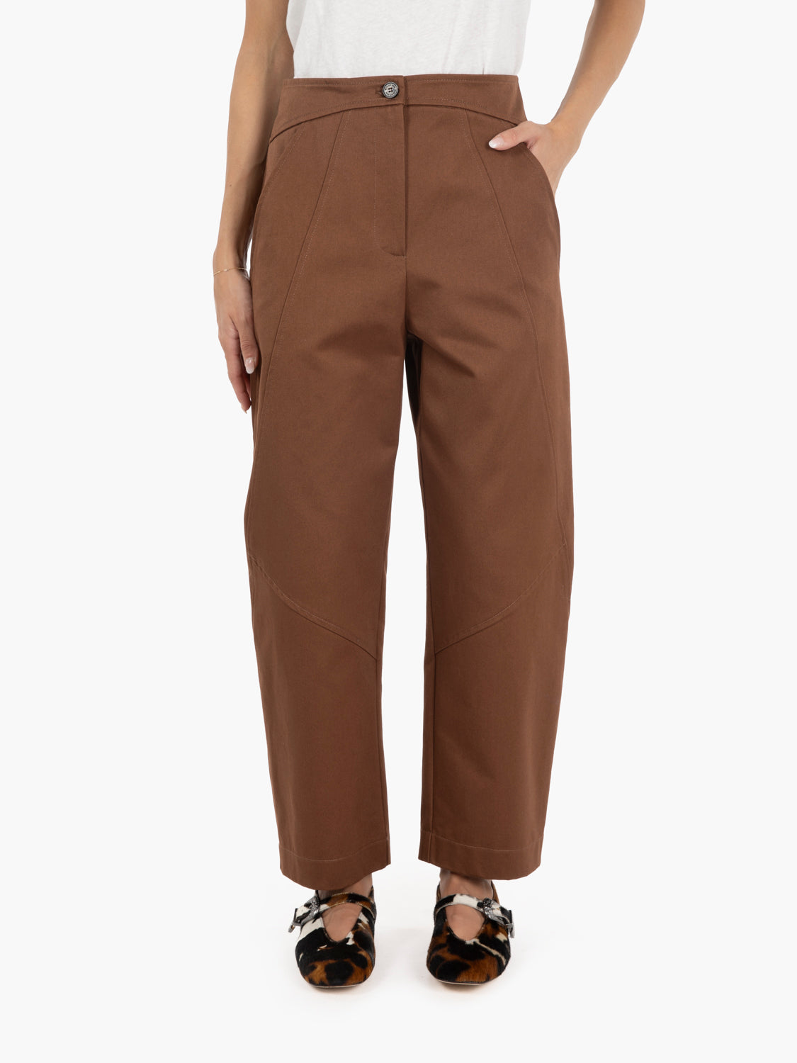 Pantaloni baloon fit earth brown