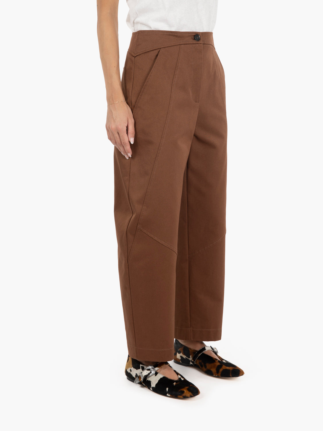 Pantaloni baloon fit earth brown