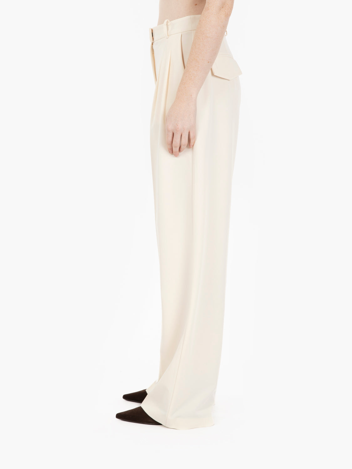 Pantaloni palazzo con pieghe wooly white