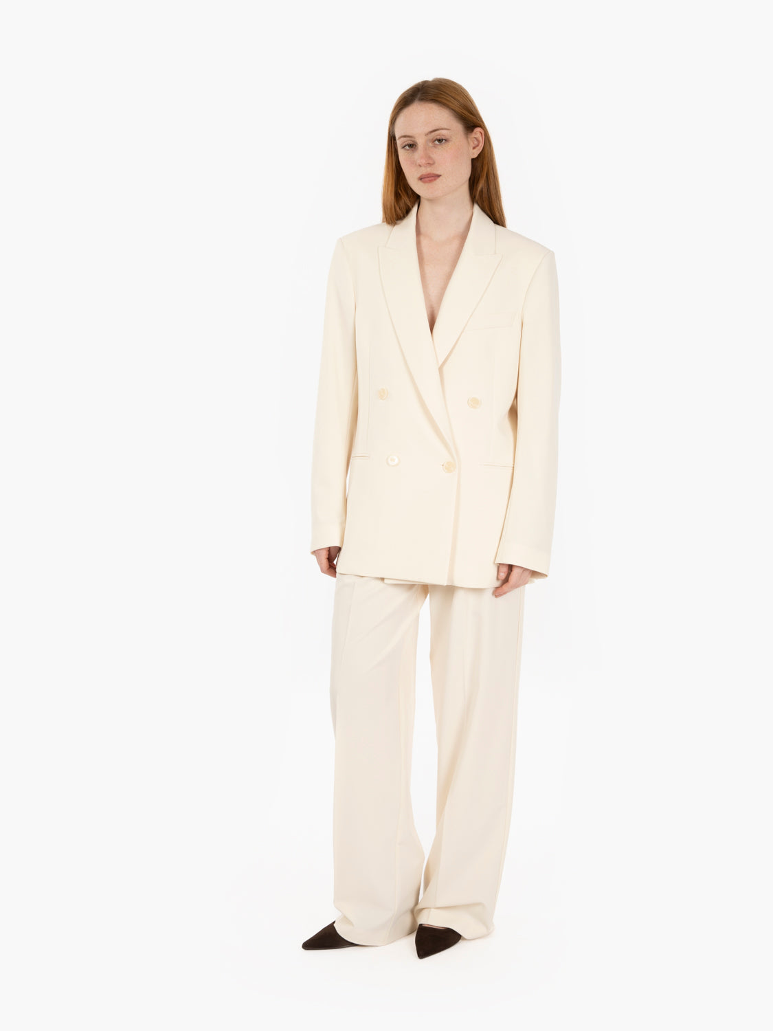 Pantaloni palazzo con pieghe wooly white