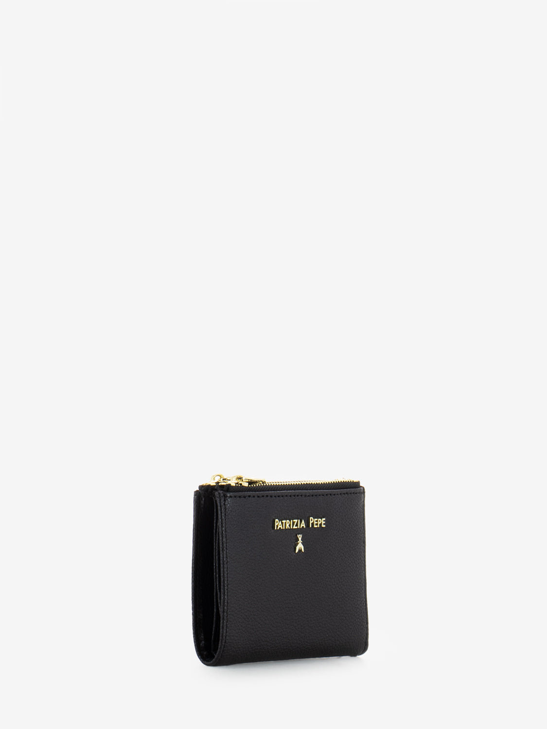 Portamonete con doppia zip in pelle nero