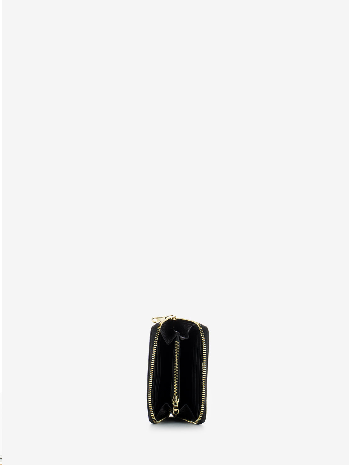 Black leather zip around coin purse