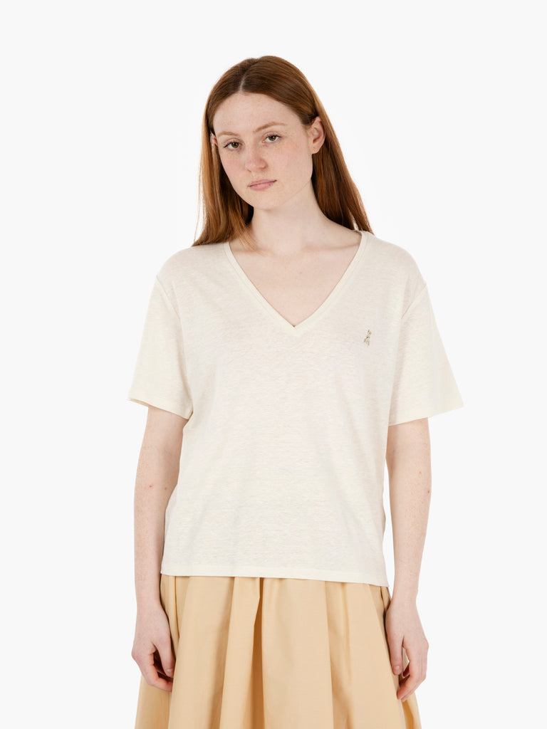 PATRIZIA PEPE - T-shirt lino ceramic ivory