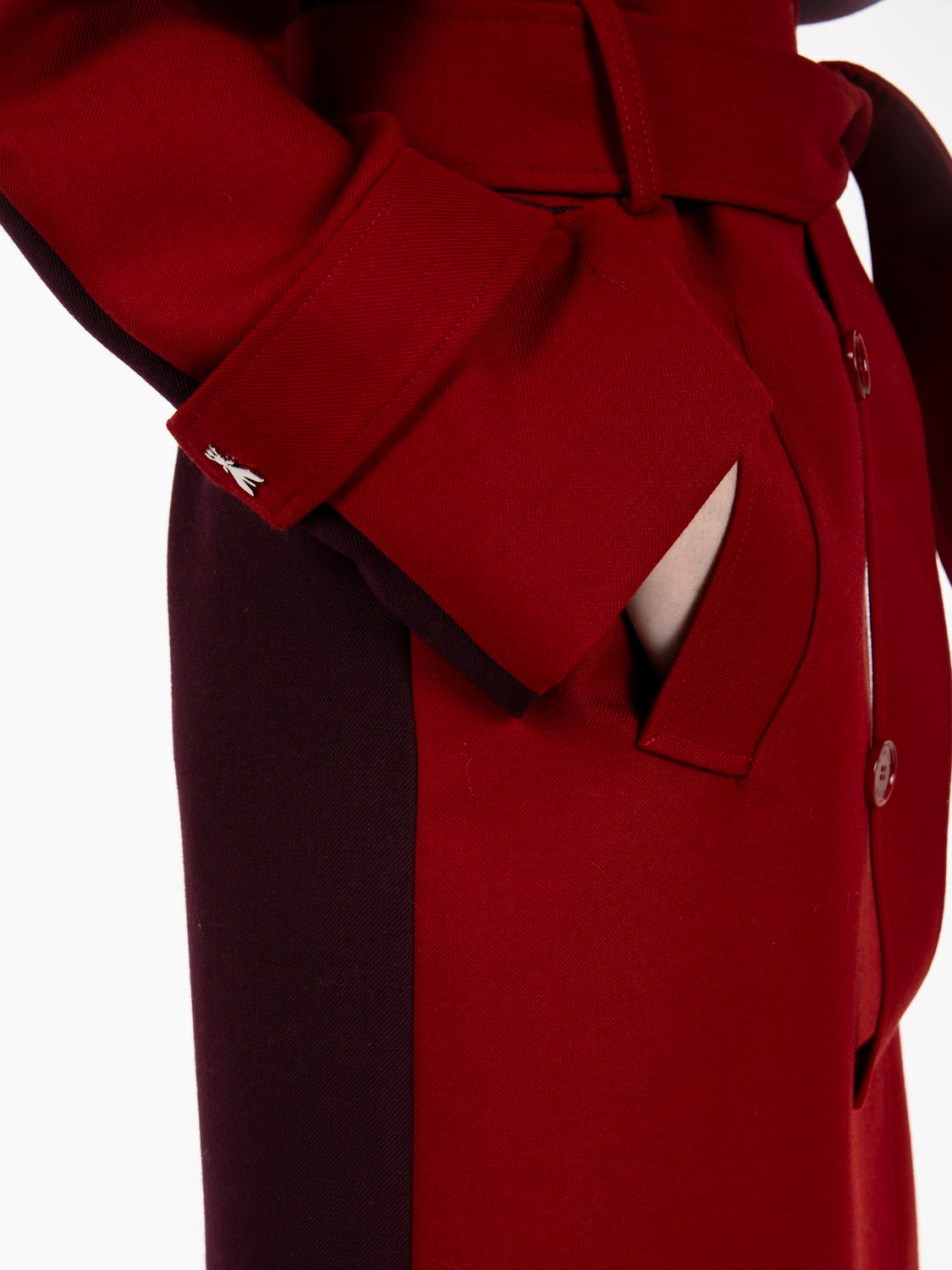 Purple / red wool blend trench coat