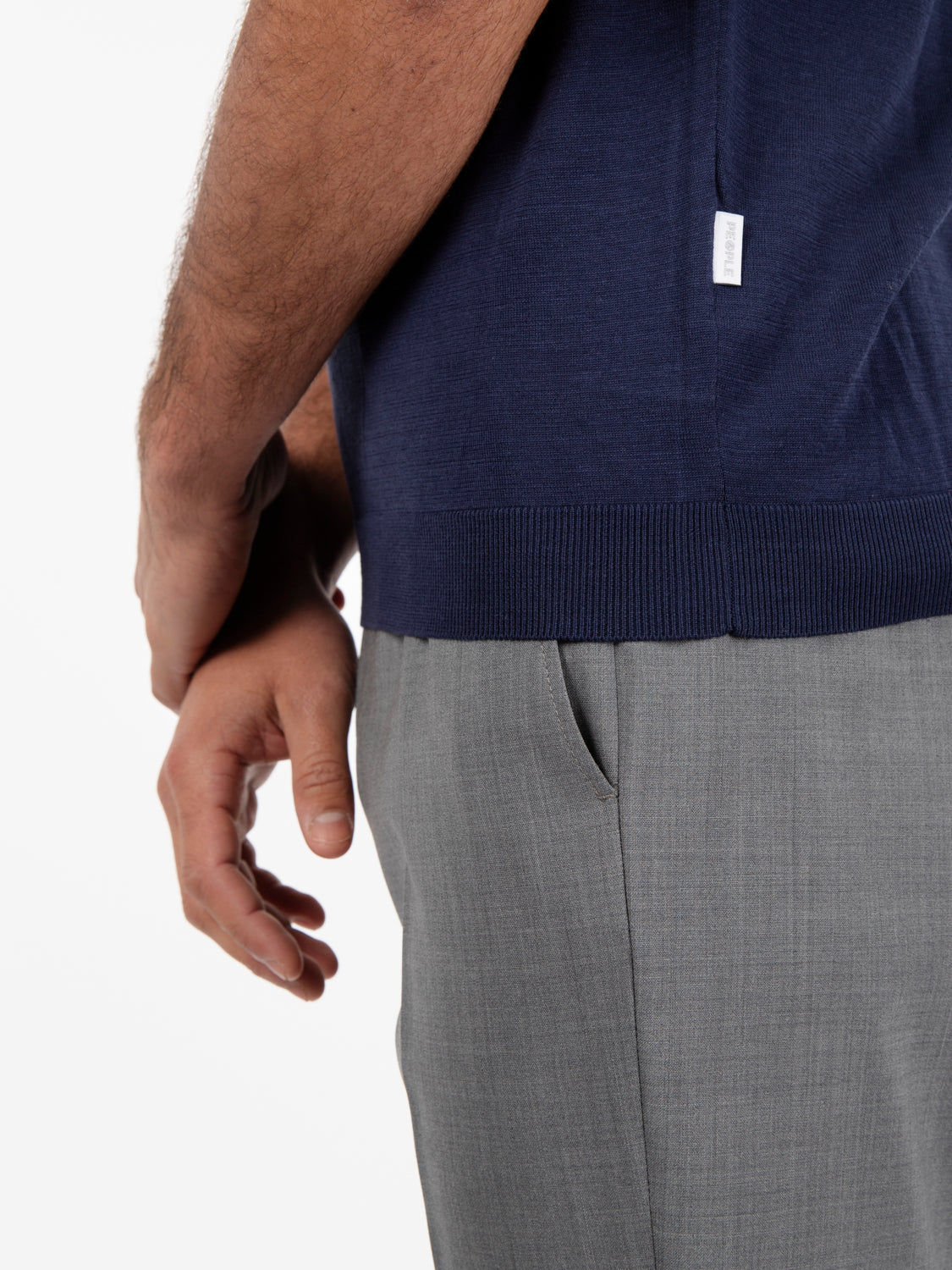 Navy short sleeve knitted sweater