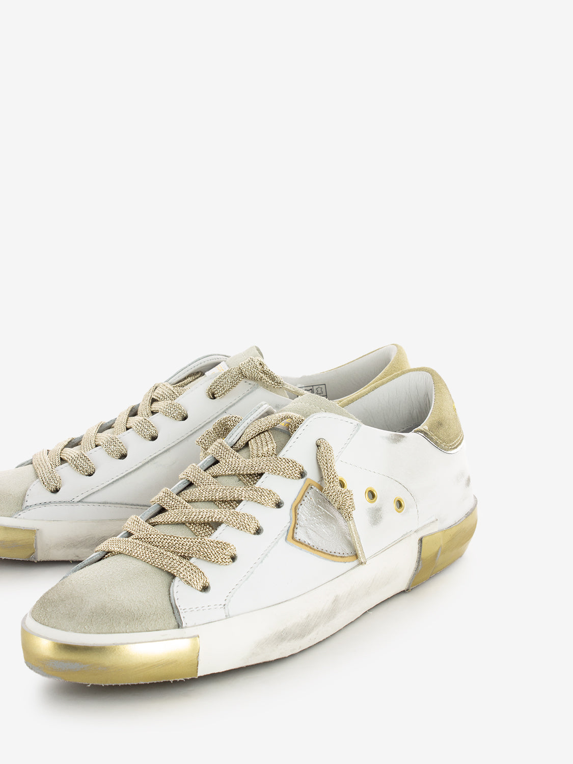 Prsx Low Woman veau daim / blanc sablè