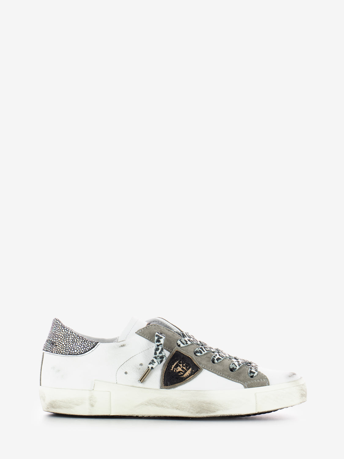 PRSX Low woman Veau metal leo / blanc / noir
