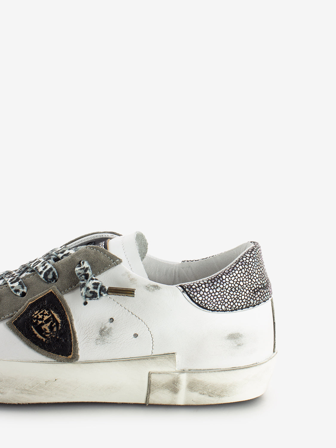 PRSX Low woman Veau metal leo / blanc / noir