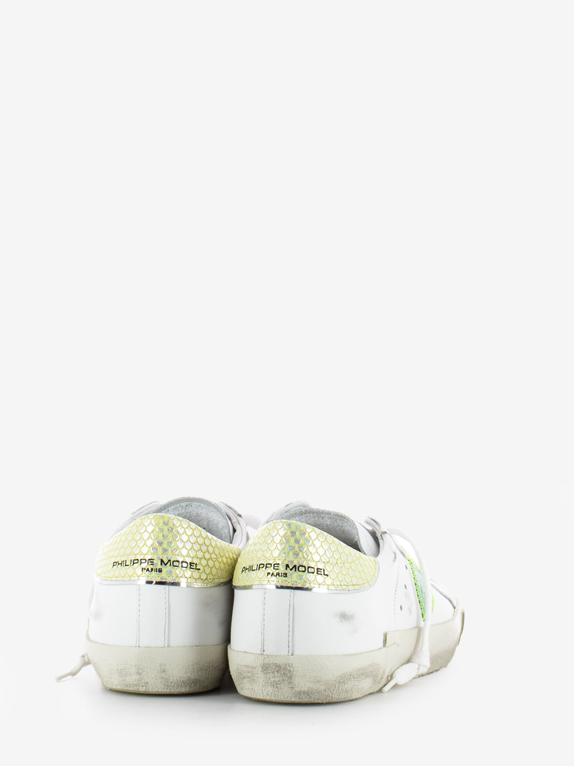 Prsx Low Woman Veau Python blanc / jaune