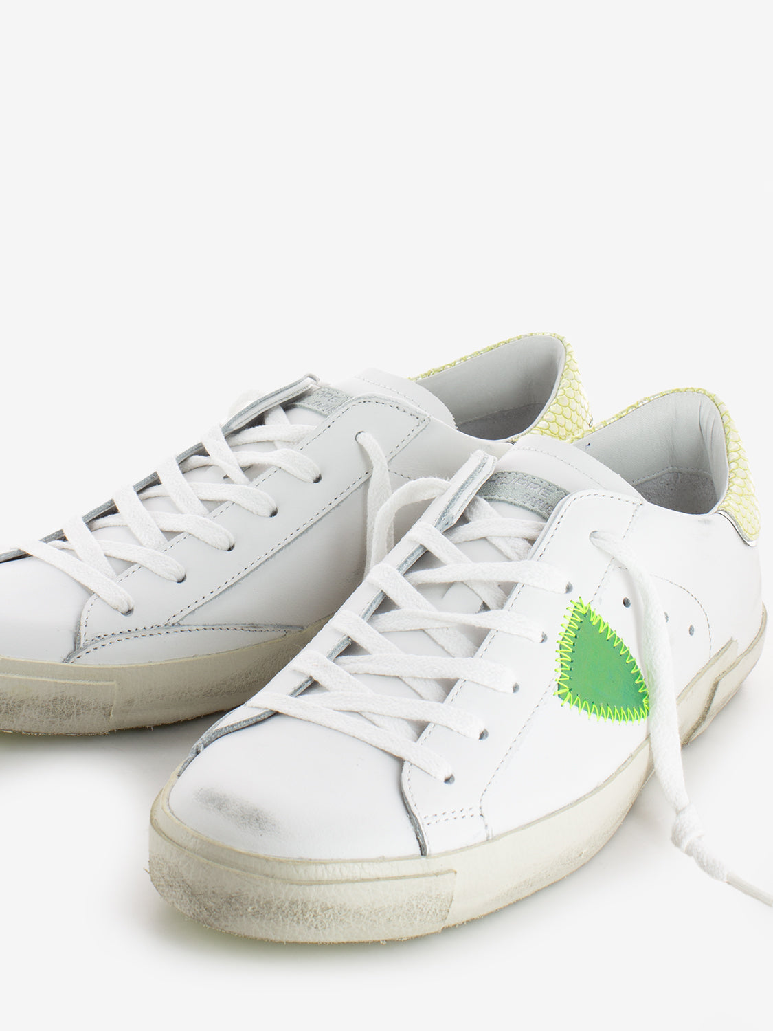 Prsx Low Woman Veau Python blanc / jaune