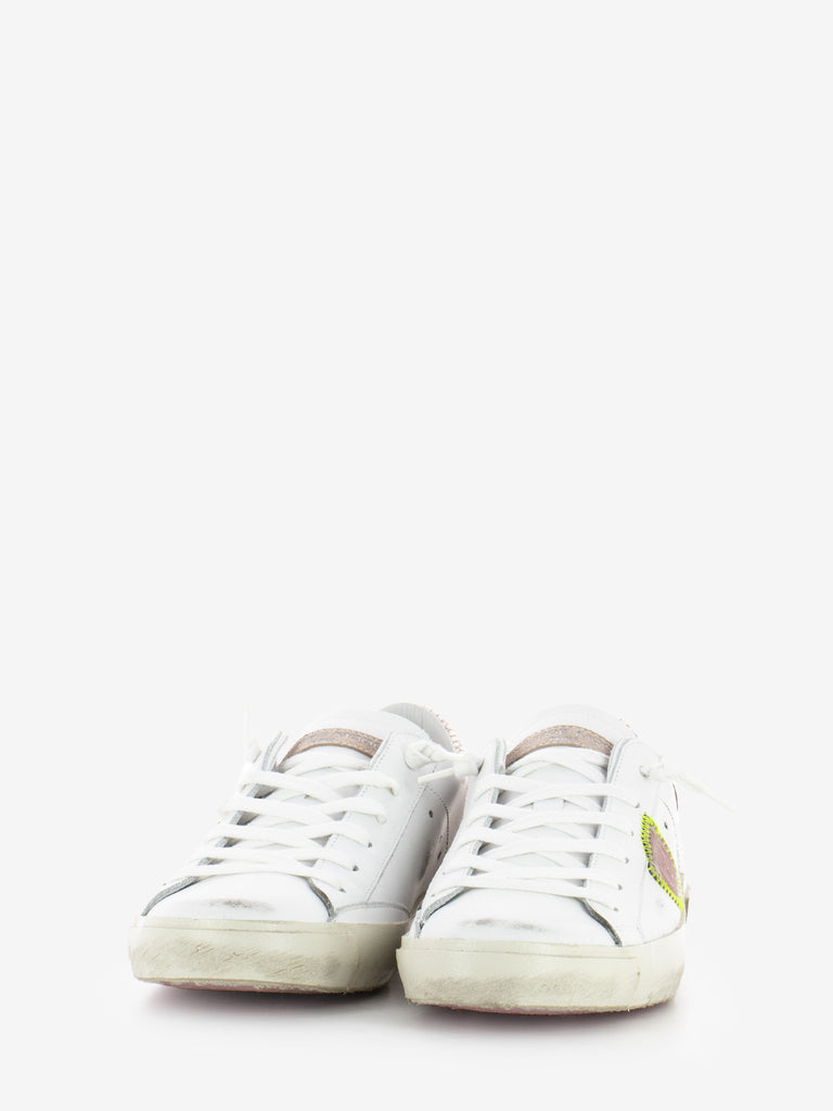 PHILIPPE MODEL - Prsx Low Woman Veau Python blanc / rose