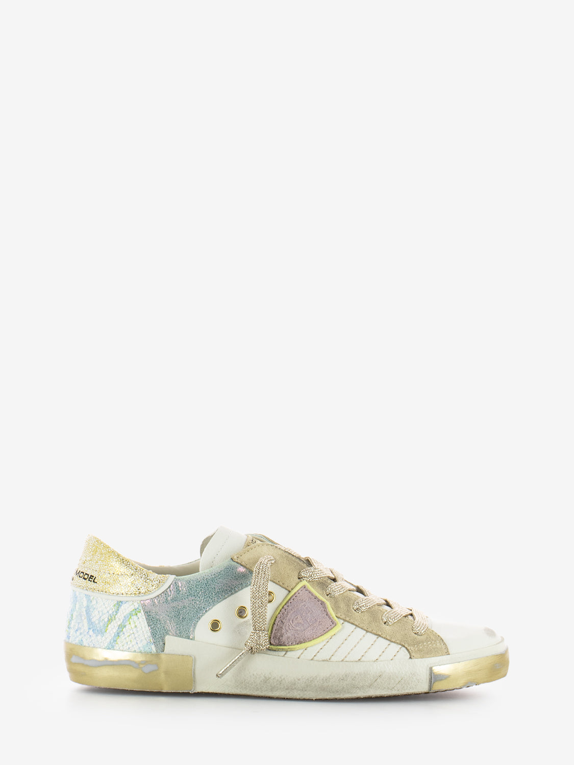 Prsx Low Woman Veau Python mix blanc / rose